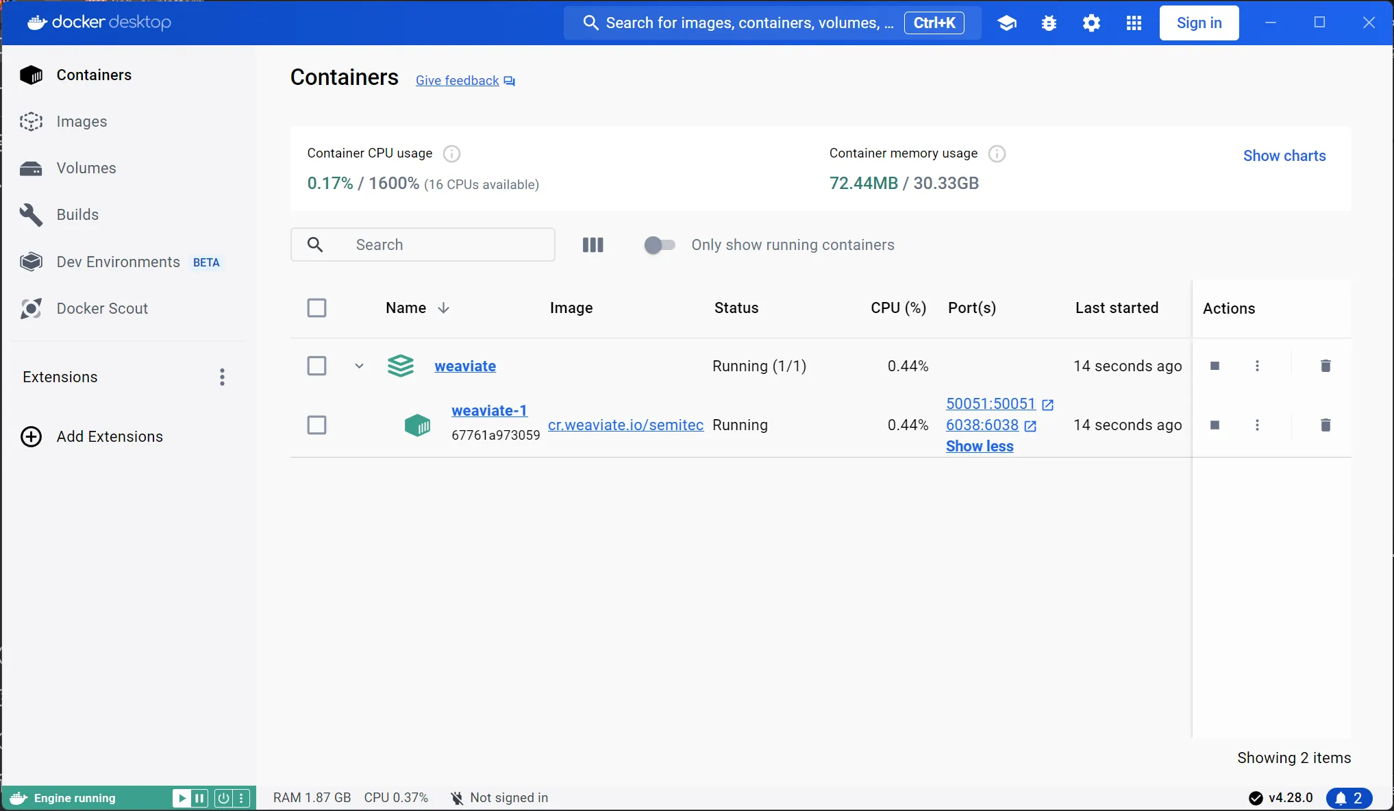 Weaviate 安装成功